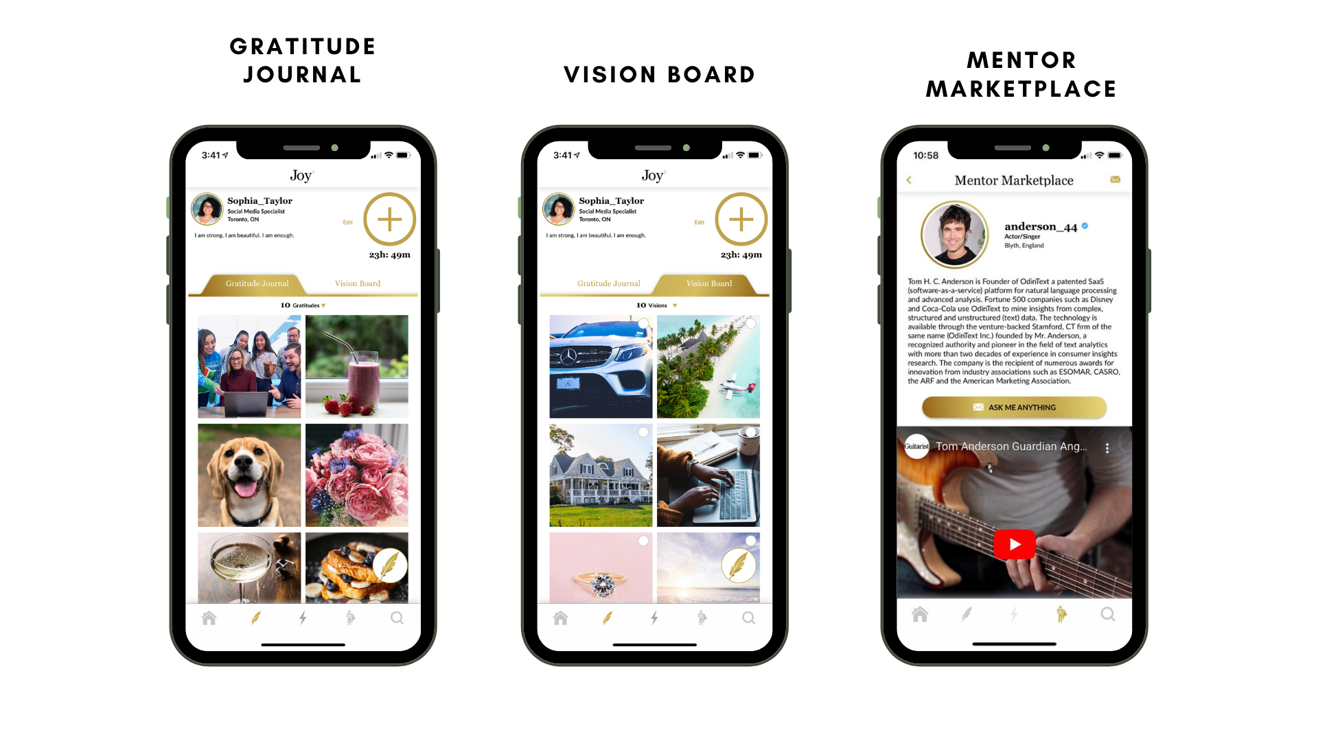 Screen shots of Joy+ app